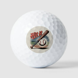 Vintage Baseball "Hit It" Retro Sports Golf Balls