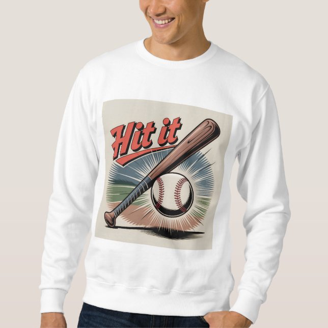 Vintage Baseball "Hit It" Retro Sports Sweatshirt (Front)
