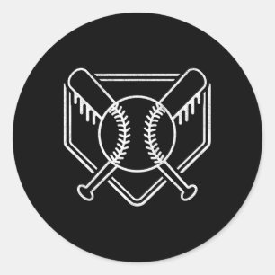 Vintage Baseball Home Plate Boys Baseball Bat Base Classic Round Sticker