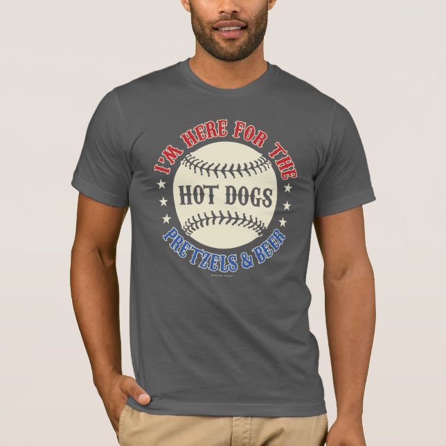 Vintage Baseball Hotdogs Pretzels Beer (Patriotic) T-Shirt (Front)