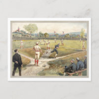 Vintage Baseball Illustration Postcard