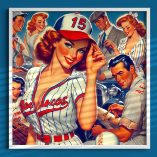 Vintage Baseball Illustration Poster
