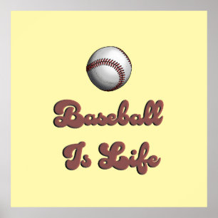Vintage Baseball Is Life Retro Script Athletic Ill Poster
