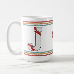 Vintage Baseball Letter J Retro Birthday Athlete Coffee Mug