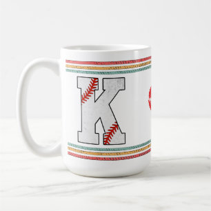 Vintage Baseball Letter K Retro Birthday Athlete Coffee Mug