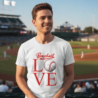 Vintage Baseball Love Heart Sports Fan T-Shirt