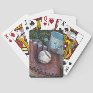 Vintage Baseball Mit and Ball Baseball Glove Amer Playing Cards