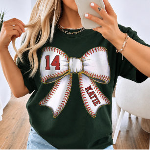 Vintage Baseball Mum Bow Personalised T-Shirt