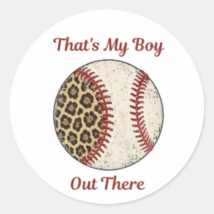 Vintage Baseball Mum Leopard Print Retro Game Day Classic Round Sticker