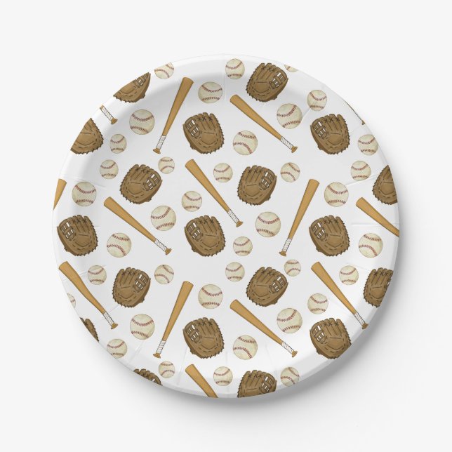 Vintage Baseball Nostalgic Sports Themed Paper Plate (Front)