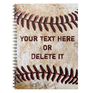 Vintage Baseball Notebooks Personalised YOUR TEXT