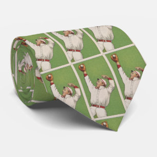 Vintage Baseball Outfielder Illustration (1911) Tie