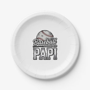 Vintage Baseball Papi Distressed Dad Shirt Design_ Paper Plate