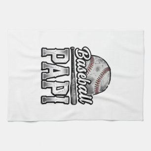 Vintage Baseball Papi Distressed Dad Shirt Design_ Tea Towel