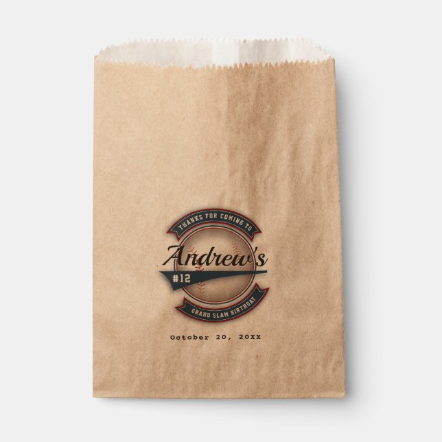 Vintage Baseball Party Favour Bags (Front)