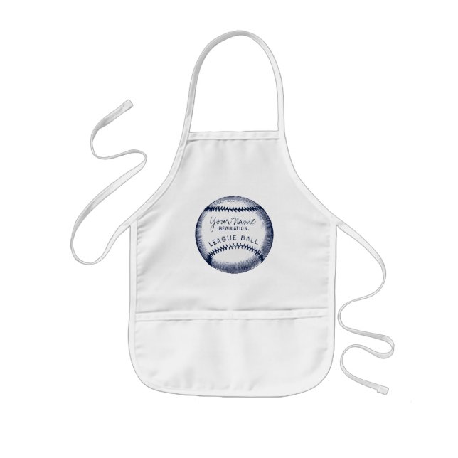 Vintage Baseball, personalised ball Kids Apron (Front)