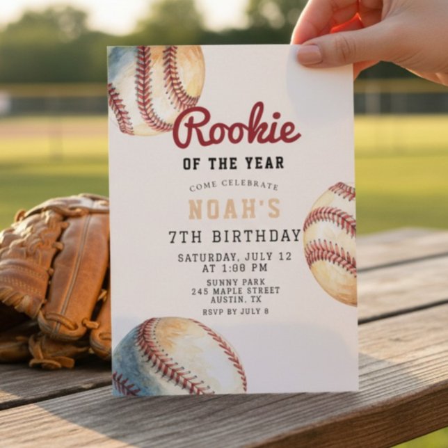 Vintage Baseball Pinstripe 7th Birthday Invitation (Creator Uploaded)