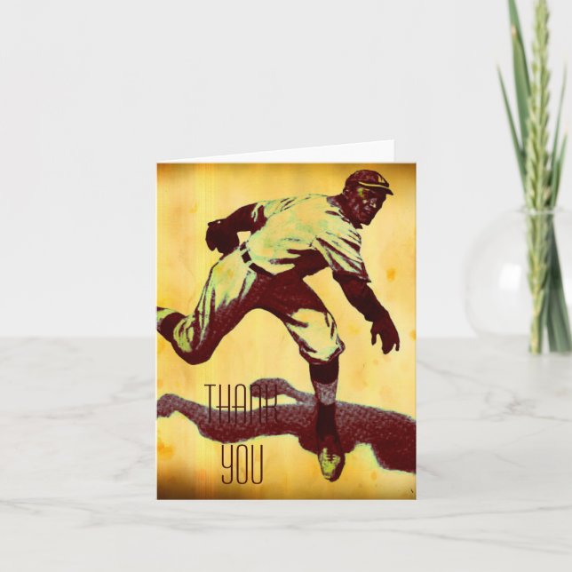 Vintage Baseball Pitcher Thank You Note Card (Front)