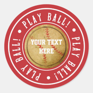 Vintage Baseball PLAY BALL Birthday Party Stickers
