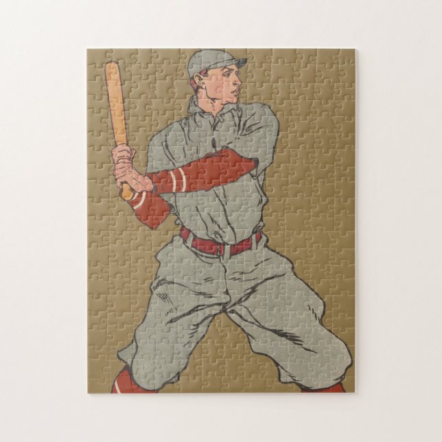 Vintage Baseball Player Illustration (1908) Jigsaw Puzzle (Vertical)