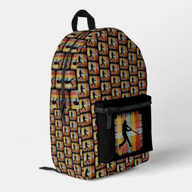 Vintage Baseball Printed Backpack (Back Corner Left)