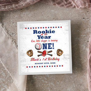 Vintage Baseball Rookie 1st Birthday Party Napkins