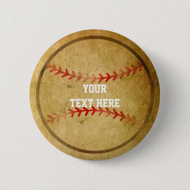 Vintage BASEBALL round Birthday Party Pin BUTTON (Front)