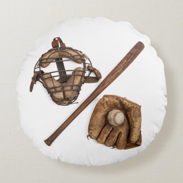 Vintage Baseball Round Cushion (Front)