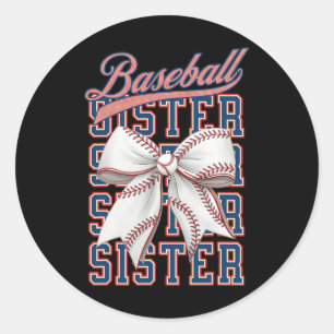 Vintage Baseball Sister Coquette Bow Sport Lover G Classic Round Sticker