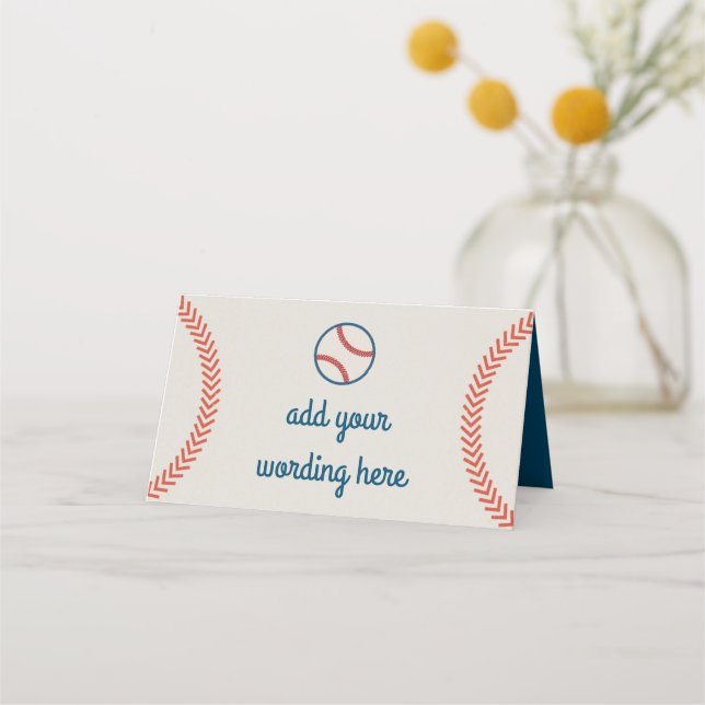 Vintage Baseball Stitches and Ball Place Card (Front)