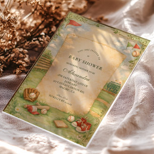 Vintage Baseball Storybook Baby Shower Acrylic Invitations