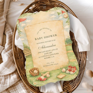 Vintage Baseball Storybook Baby Shower Invitation