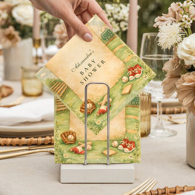 Vintage Baseball Storybook Baby Shower Napkin (Creator Uploaded)
