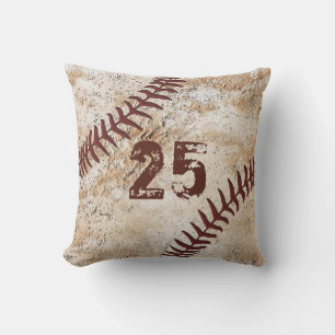 Vintage Baseball Throw Pillow with Jersey NUMBER