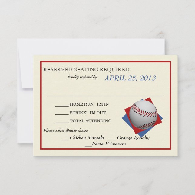Vintage Baseball Wedding Reply RSVP Card (Front)