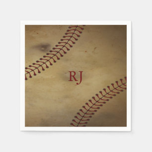 Vintage Baseball with Name Napkin