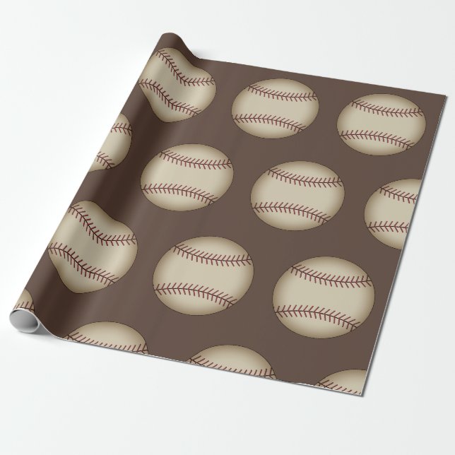  Vintage Baseball Wrapping Paper  (Unrolled)