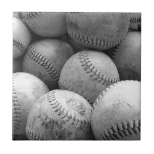Vintage Baseballs in Black and White Tile