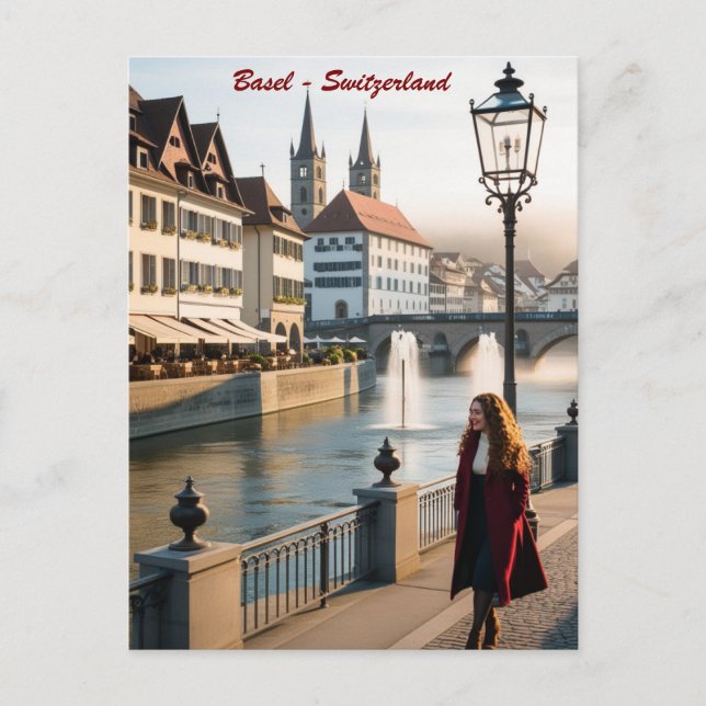 Vintage Basel & Salzburg Postcard – Rhine River &  (Front)