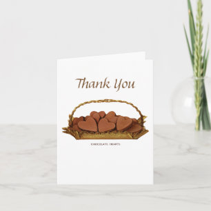 Vintage Basket of Chocolate Hearts Thank You Card