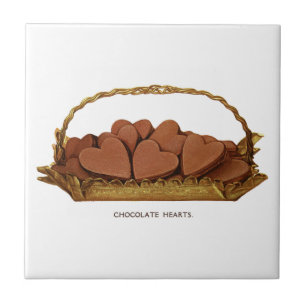 Vintage Basket of Chocolate Hearts Tile