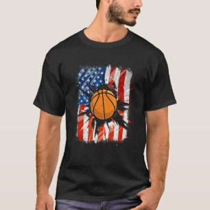 Vintage Basketball 4th Of July Usa American Flag M T-Shirt
