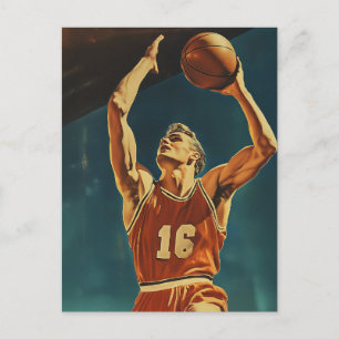 Vintage Basketball Action Shot Postcard