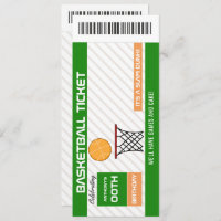 Vintage Basketball Birthday Party Ticket invite