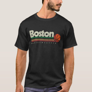 Vintage Basketball Boston City B-Ball Retro Stripe T-Shirt