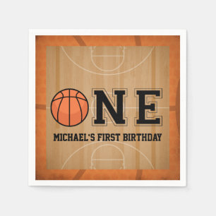 Vintage Basketball First Birthday Napkin
