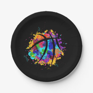 Vintage Basketball Graphic Design Cool Basketball Paper Plate
