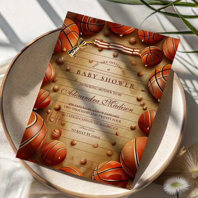 Vintage Basketball Sports Baby Shower Invitation (Creator Uploaded)