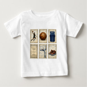 Vintage Basketball Stamps Sports Collection Baby T-Shirt