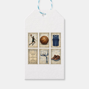 Vintage Basketball Stamps Sports Collection Gift Tags
